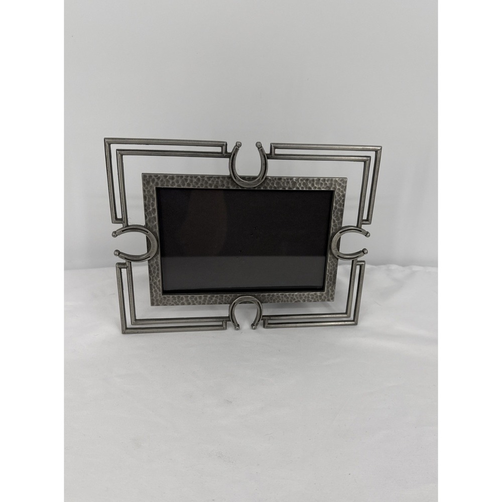 Rustic Western Pewter Frame for 4"X6" Photo Horseshoes Smooth & Hammered Finish